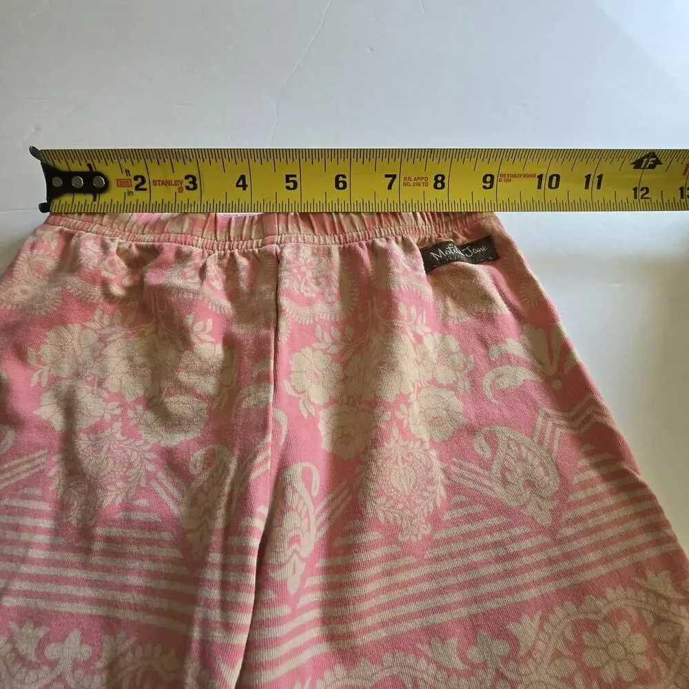 Matilda Jane Ruffled Capri Pants Girls Sz 4 Elastic Pink Coral Tan Lace‎ Whimsy
